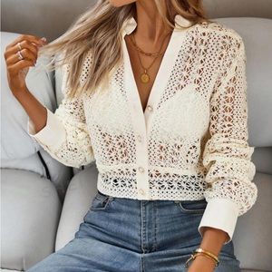 SHEIN Lace Cream Top Size Small Brand New